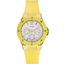 GUESS Yellow and Gold-Tone Feminine Sport Watc