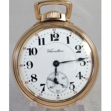 â–º Hamilton 16s 21j 992 Porcelain Dial Railorad Pocketwatch â—„