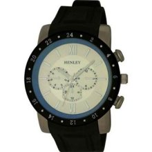 Henley Men's H02041.2 Quartz Analogue Display Watch Laser Crystal Glass Black