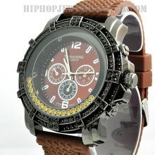 Hip Hop Iced out KANYE Bling Rubber strap Watch #W-093.