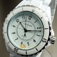 Hours Clock Dial Best Ladies Fashion Ceramic-white Steel Wrist Watch Wt007