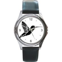 Hummingbird Bird Unisex Black and White New Barrel Wrist Watch