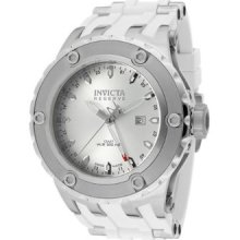 Invicta Men's 1400 Subaqua Reserve Gmt Silver Dial White Polyurethane Watch