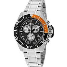 Invicta Men's Pro Diver Stainless Steel Case and Bracelet Carbon Fiber Dial Chronograph Black and Orange Bezel 11282