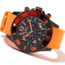 Invicta Men's Pro Diver Quartz Chronograph Carbon Fiber Dial Polyurethane Strap Watch ORANGE