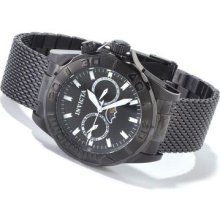 Invicta Mens Sea Wizard Swiss Quartz Black Ip Stainless Steel Mesh Watch 10602