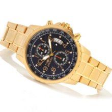 Invicta Men's Specialty Quartz Chronograph Bracelet Watch w/ 3-Slot Collector's Box GOLDTONE