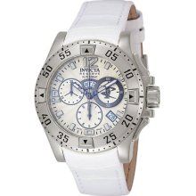 Invicta Reserve Excursion Chronograph Silvertone White Leather Watch 10526