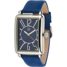 Isaac Mizrahi Live! Leather Strap Art Deco Watch - Royal Navy - One Size