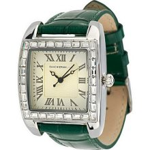 Isaac Mizrahi Live! Leather Strap Art Deco Watch - Evergreen - One Size