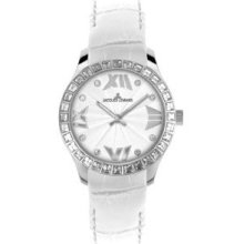 Jacques Lemans 1-1633b Unisex White Leather Stainless Steel Case Watch