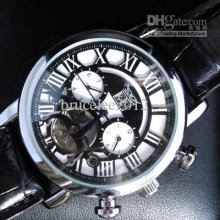 Jaragar Luxury Automatic Mechanical Tourbillon Date Men Leather Dive