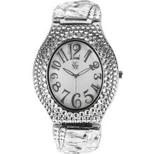 Jimmy Crystal Mixed Cuff Watch In Silver Crystal