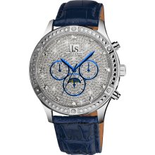 Joshua & Sons Men's Sparkling Mechanical Multifunction Strap Watch (Blue)