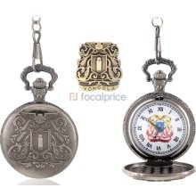 Katekyo Hitman Reborn Analog Pocket Watch with Brooch (Gray)