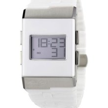 Kenneth Cole Mens Digi-tech Digital White Ceramic Chrono Watch Kc3999