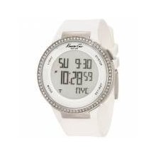 Kenneth Ladies White Silicone Combo Strap Watch With Crystals