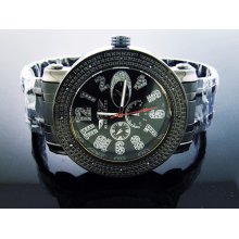 King Master 12 Diamond Watch with Black Case Black Face