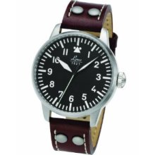 Laco 1925 Pilot Men's Mechanical Watch With Black Dial Analogue Display And Brown Leather Strap 861754