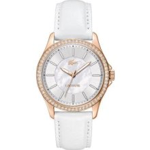 Lacoste 2000768 White Leather Rose Gold Bezel Ladies Watch