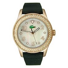 Lacoste Womens Black Rubber Mother Of Pearl Rose Gold Watch 2000649