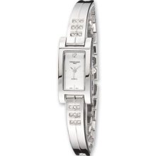 Ladies Charles Hubert Chrome Finish Brass Crystal 17x25mm Watch ...