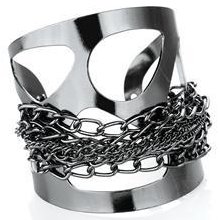 Ladies Fashion Latest Style Hematite Colour Chain Cuff Bangle