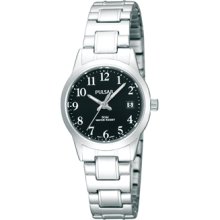 Ladies Pulsar Stainless Steel Black Dial Expansion Watch