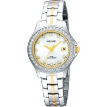 Ladies Pulsar Two Tone Stainless Silver Mother of Pearl Dial