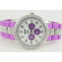 Ladies Purple Faux Diamond Bling Watch Kors Stunning