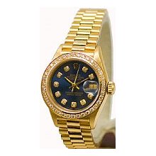 Ladies Rolex President Yellow Gold Watch - Preowned Navy Blue Dial