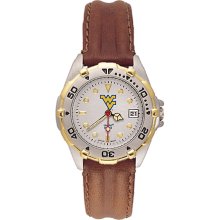 Ladies West Virginia University All Star Watch With Leather Strap