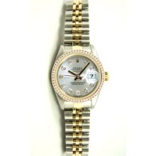 Ladys Stainless Steel & Gold Datejust Model 6917 Jubilee Band Fluted Bezel Silver Diamond Dial And Diamond Bezel