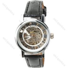 Leather Strap Automatic Mechanical Watches Skeleton Wrist Watch Womenâ€˜s Watch