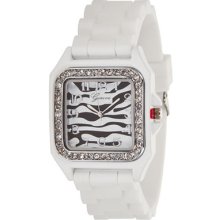 Limited Edition Ladies Mens Geneva Square Zebra Design Silicon Watch