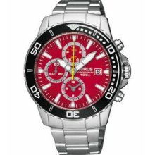 Lorus Chronograph Series Watch W/ Red Dial