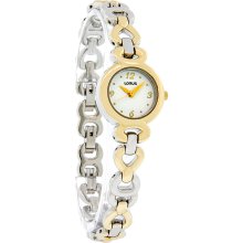 Lorus Quartz Ladies White Dial Fancy Two Tone Bracelet Watch LR0222