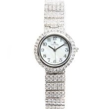 Louis Arden La6591 Ladies Silver Tone Square Rhinestone Watch