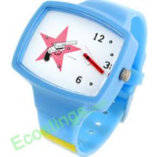 Lovely Pistol Motif Blue Band Children Wrist Watch