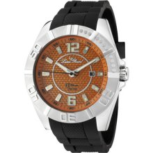 Lucien Piccard Men's A Diver Orange Carbon Fiber Dial Black Silicone