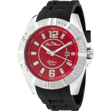 Lucien Piccard Men's A Diver Red Carbon Fiber Dial Black Silicone