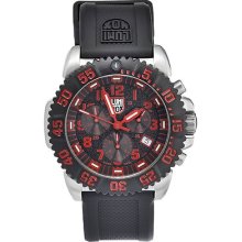 Luminox Mens Colormark Black Dial Red Accents Chronograph Watch 3195