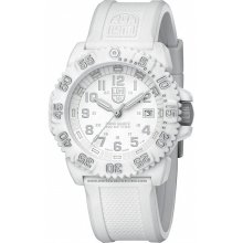 Luminox Mens SEAL Colormark 3050 White Out Stainless Watch - White Rubber Strap - White Dial - L3057.WO