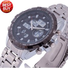 Luxury Hot Led Clock Men's Digital Quartz Analog Stainless Strap Wrist Watch