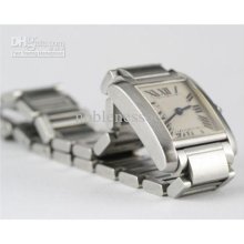 Luxury Ladies Silver Dial Tank Francaise Stainless Steel Women Quart