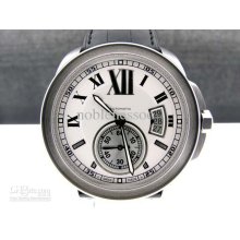 Luxury Mens Calibre De Stainless Steel White Dial Strap W7100037 Aut