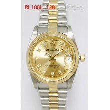 Luxury Men's Watch Noble Crown Reginald Gold Dial Diamond Stainless