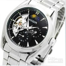 Luxury Wilon Knight Watch Black White Dial Automatic Wristwatch Men