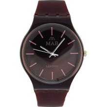 Mab London Gents-mens Burgundy Analogue & Burgundy Plastic Strap Watch