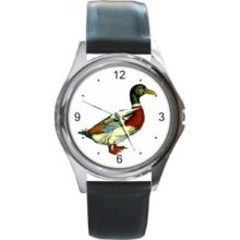 Mallard Duck Art Unisex Round Wrist Watch